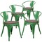 Flash Furniture Green Metal Chair with Wood Seat and Arms, PK4 4-CH-31270-GN-WD-GG - alternate 2